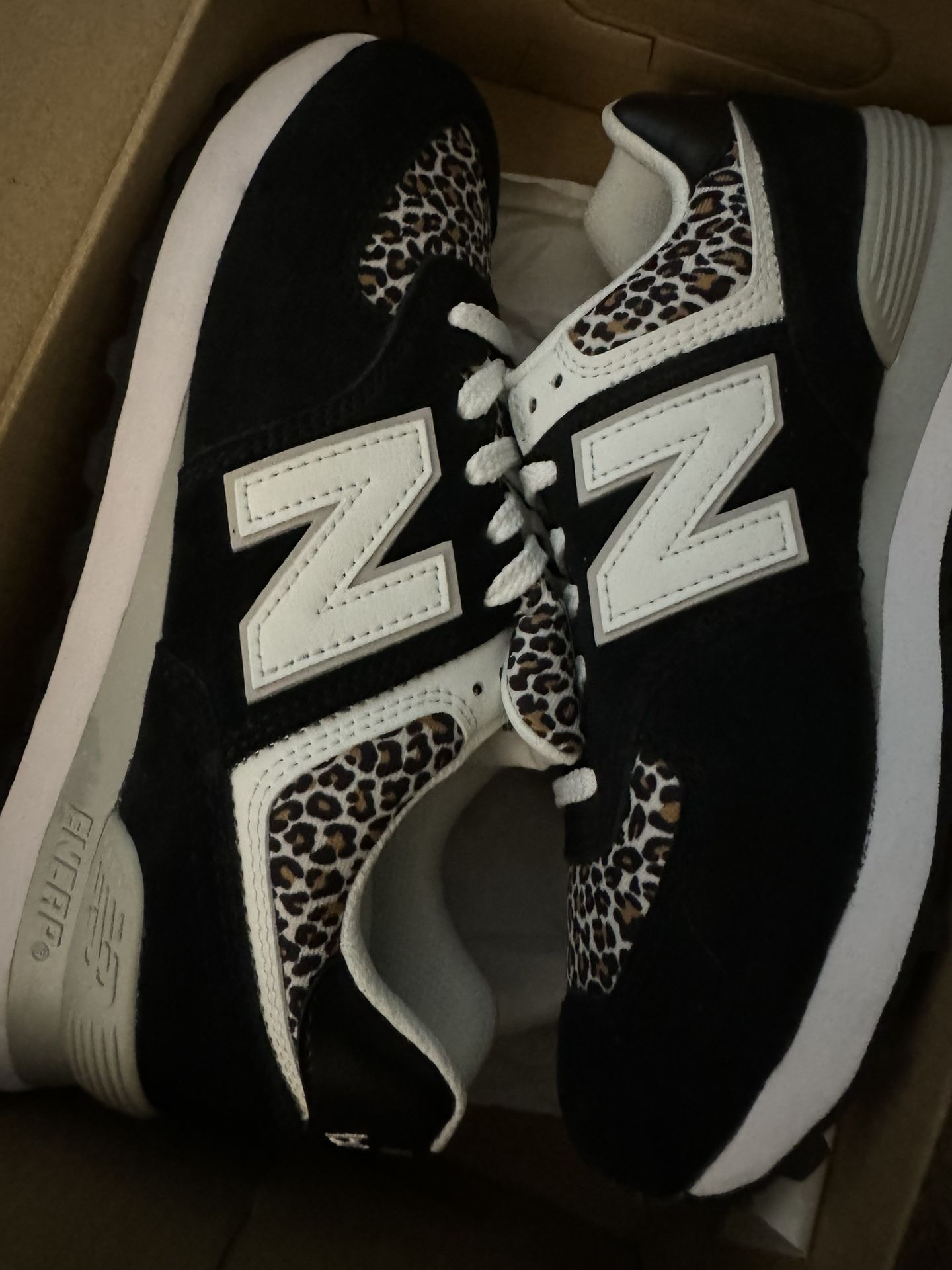 Womens New Balance 574 Athletic Shoe Black Leopard