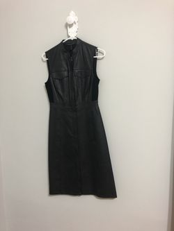 BCBG Maxazria faux leather dress