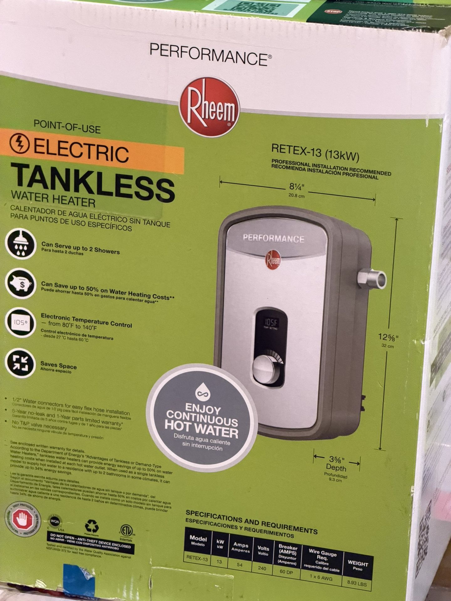 ELECTRIC TANKLESS WATER HEATER