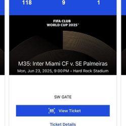 Inter Miami CF vs SE Palmeiras Monday June 23rd