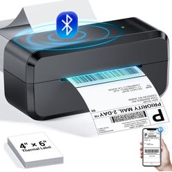 Bluetooth Thermal Shipping Label Printer, Wireless 4x6 Label Printer for Shipping Packages