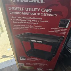 2-Tier Plastic 4-Wheeled Service Cart in Black