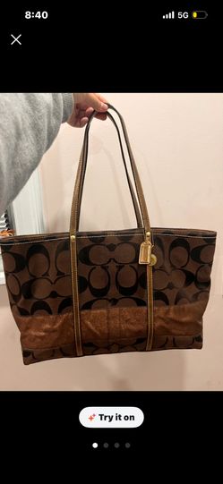 Coach Tote Bag Brown Signature Print