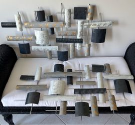 Pair of MCM Metal Abstract Wall Decor