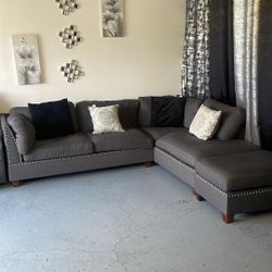 L Shaped Couch With Free Leather Chair