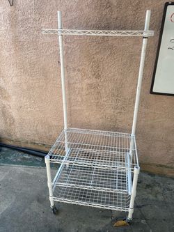 White Wire Shelving Rack on Wheels