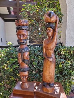 Hand carved Jamaican Wooden Statues