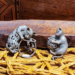 Jezlaine Sterling Silver Cat Brooch Set