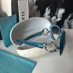 Emilio Pucci Turquoise Round-Accent Women's Sunglasses EP620S 