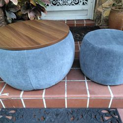 (2)Pc. Round Storage Ottoman & Stool