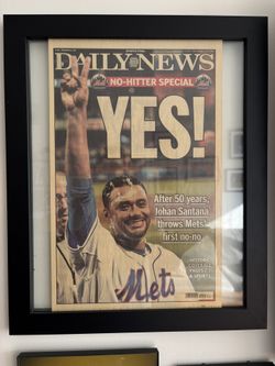 Framed New York Mets Johan Santana No Hitter Newspaper 