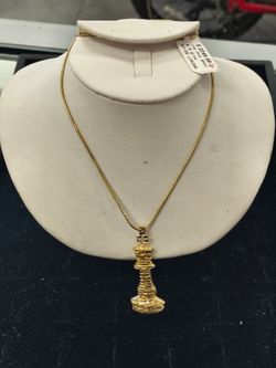Gold-Tone Chess King Pendant Necklace