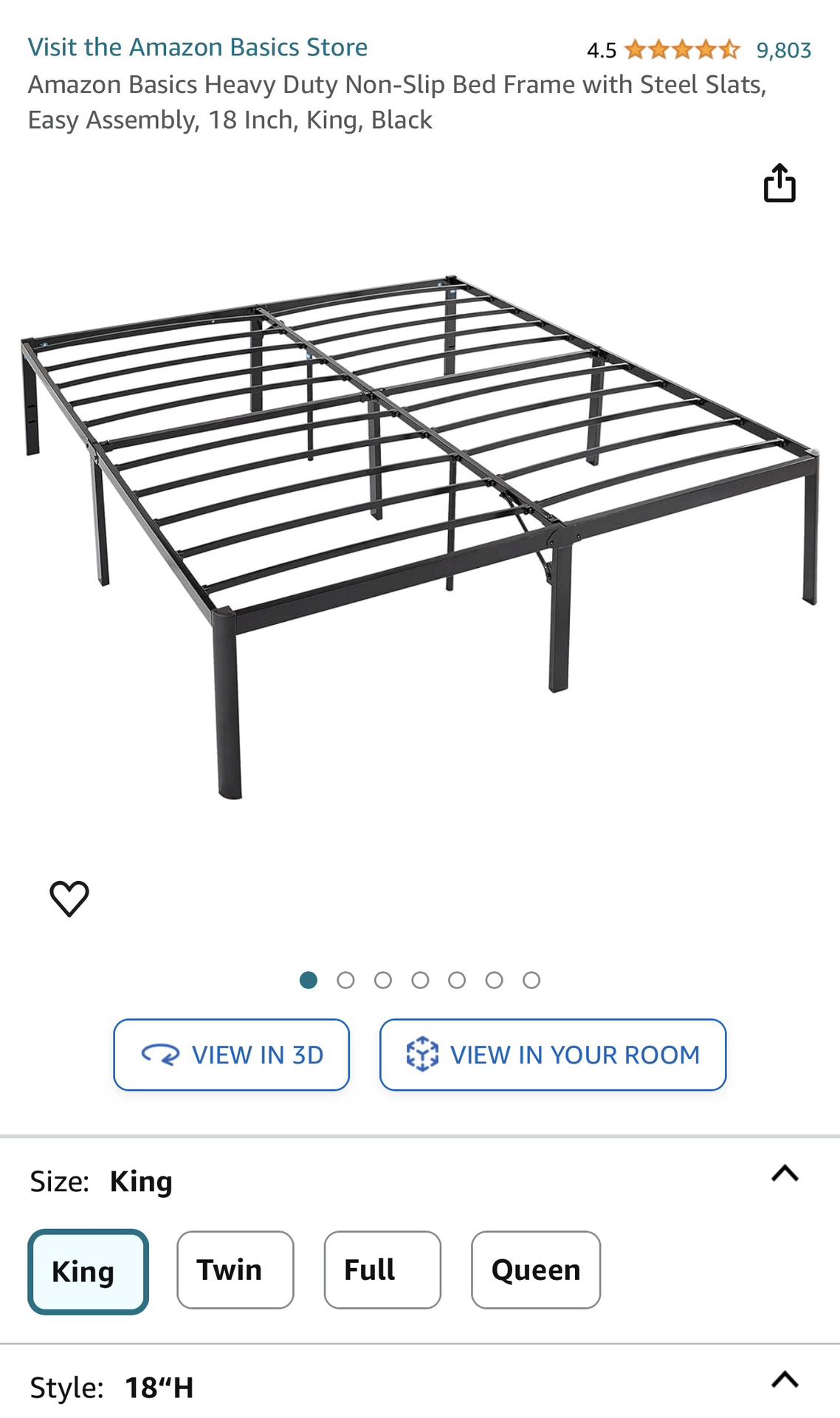Amazon King Size Steel Bed Frame 