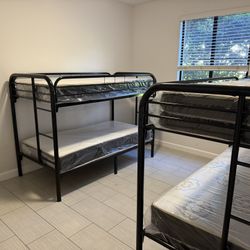 2 Bunk Bed Twin Over Twin With 4 Mattress All New Furniture Free Delivery Free Install 