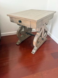 Rustic Wood End Table with Drawer