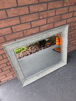 Gray Wood Grain Framed Wall Mirror