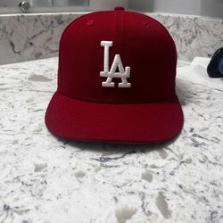 Red La Fitted hat