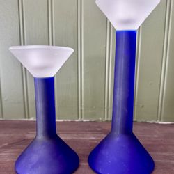 Vintage Cobalt Blue Candlesticks 