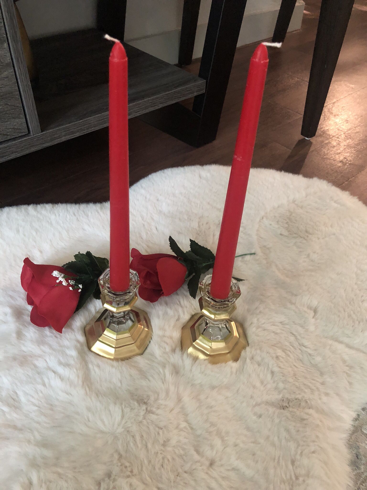 Crystal Candles Holder With Candles $25 For Set