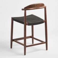 Aimee Curved Charcoal Gray Woven Barstools (2)