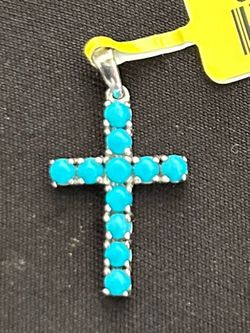 Sleeping Beauty Turquoise Stone Cross Pendant