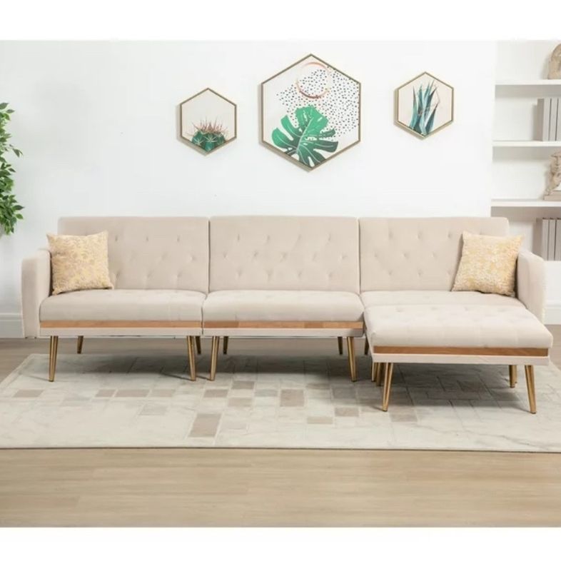 Modern L Shaped Couch - Sectional Sofa Cum Bed/ Love Seat- With Ottoman