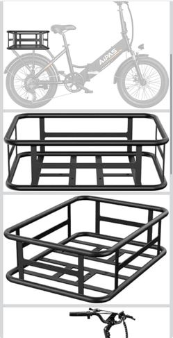 Aipas Electric Bike Basket Rear, Large Capacity Heavy Duty Bicycle Basket, Ebike Accessories Applicable to Carrying Grocery,Tools,Camping (for A,C,F,M