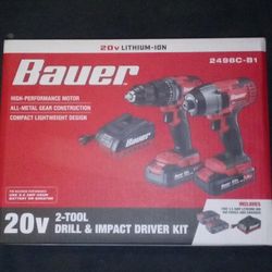 BAUER 2-TOOL DRILL & IMPACT DRIVER KIT