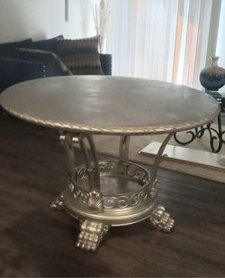 Wooden Hand Carved Metal Table
