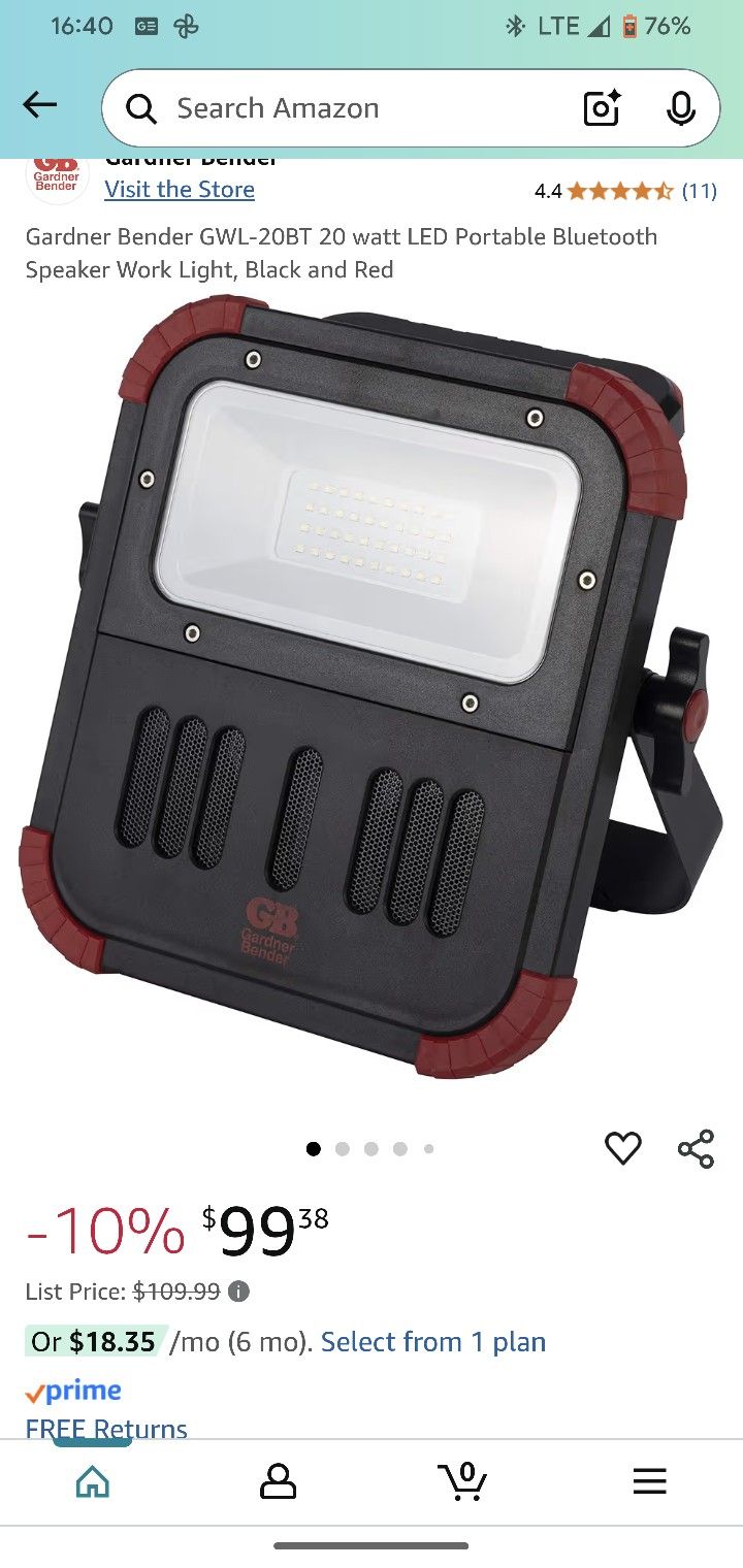 Work Light With Bluetooth Speaker