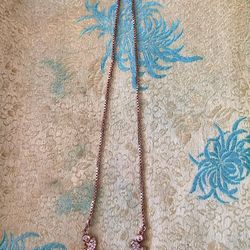  VTG Rose Gold Butterfly Necklace CZ Crystal Pendant Jewelry  