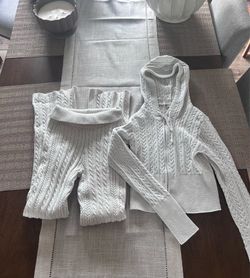 Woman’s Y2K fold over knitted pants- knitted zip up set