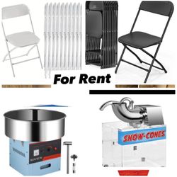 6 ft folding tables $6 each Black And White chairs $1.5 each