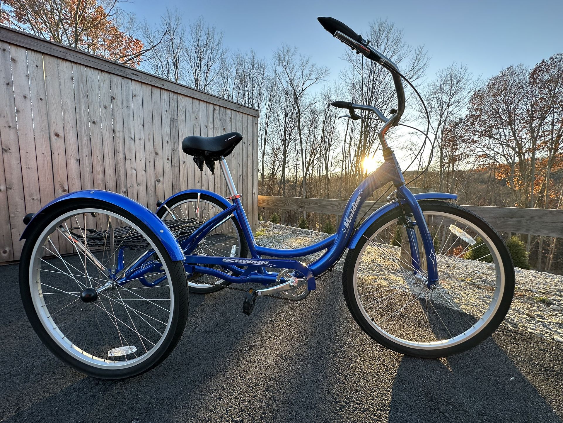 Schwinn Meridian Adult Tricycle Bike, 24 Inch 3 Wheels, Low Step-Through Frame, Large Cruiser S