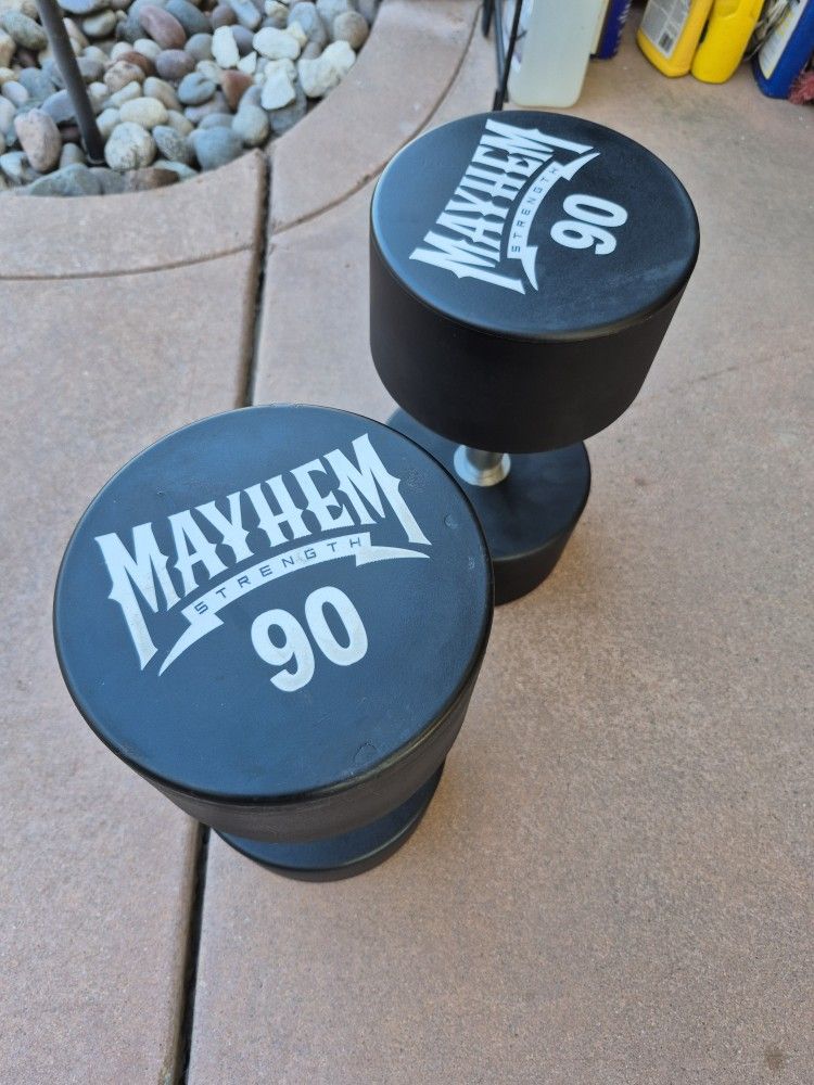 Mayhem Strength 90lb Dumbbells Weights