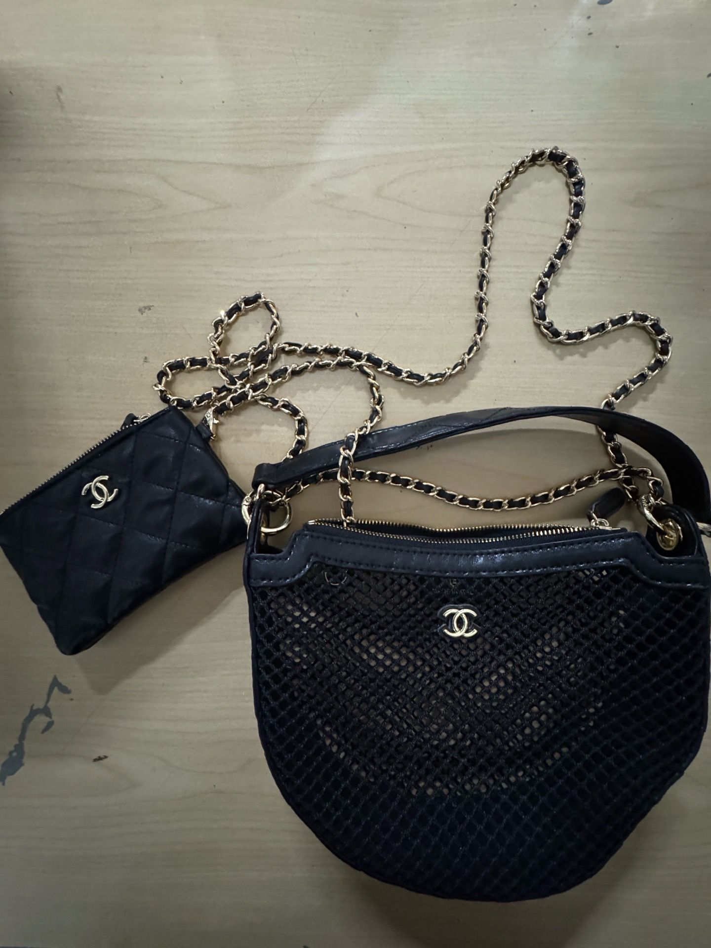 Chanel mesh handbag with coin purse