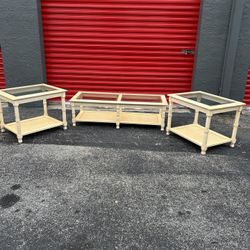 LIVING ROOM FURNITURE / COFFEE TABLE/ SIDE TABLES / END TABLES/ GLASS TOP/ DELIVERY NEGOTIABLE 