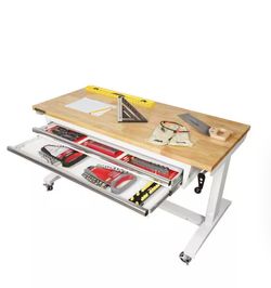 54 in” Husky Adjustable Height Desk W Drawers