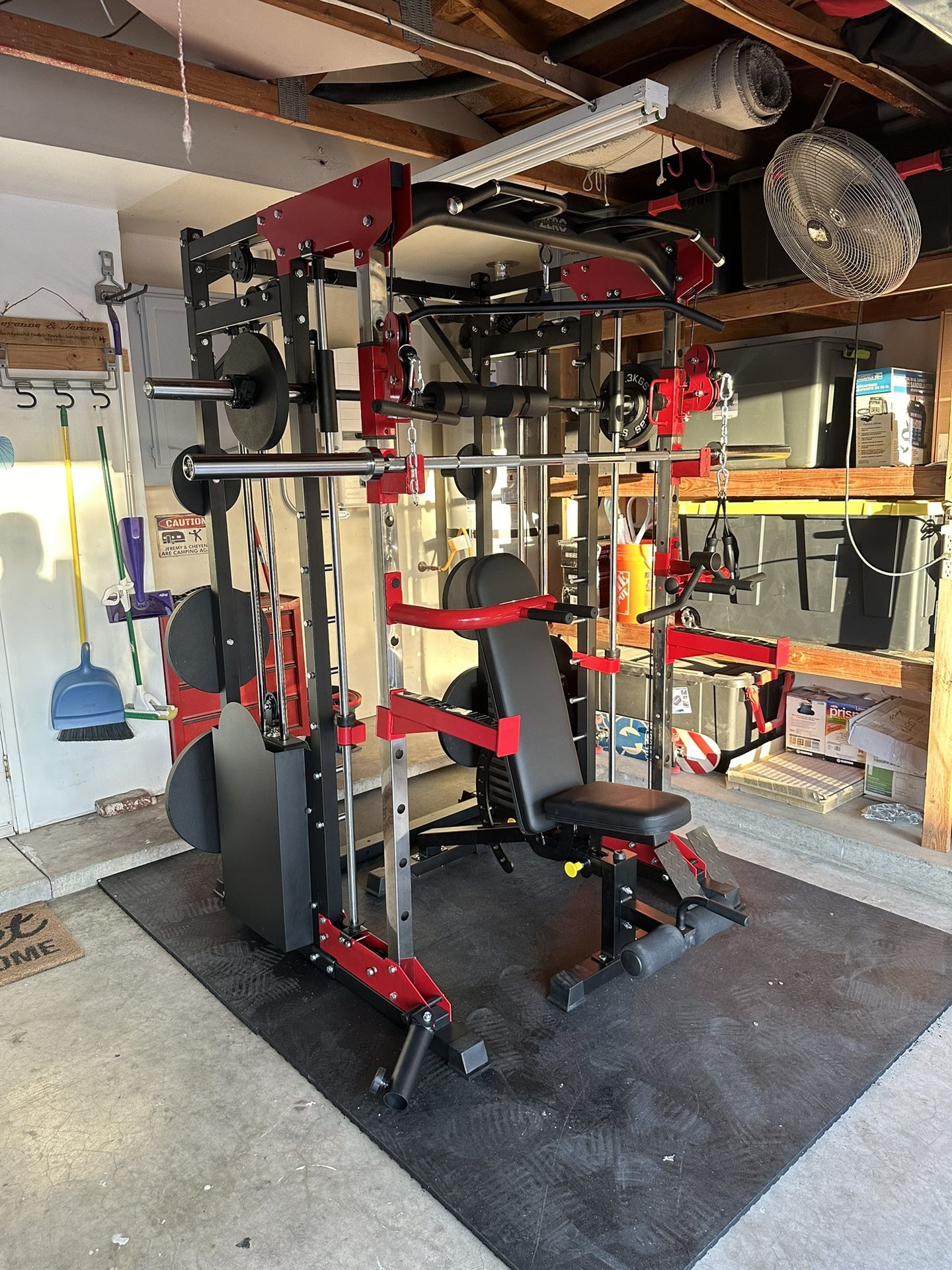 Smith Machine 200 | Adjustable Bench | 245lb Cast Iron Olympic Weights | 7ft Olympic Bar | Fitness | Gym Equipment | FREE DELIVERY/INSTALLATION 🚚 🛠️
