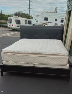 KING BED FRAME WITH BOX AND MATTRESS