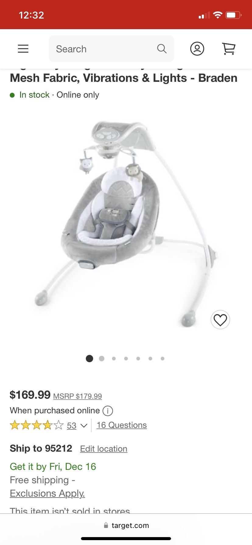 Fisher Price Baby Swing $100 OBO Like New