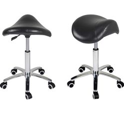 Antlu Saddle Stool Rolling Chair for Medical Massage Salon Kitchen Spa Drafting,Adjustable Hydraulic Stool with Wheels (Without Backrest, Black)