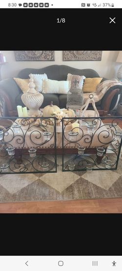 Rod Iron Wall Art. Large. Missing one glass votive