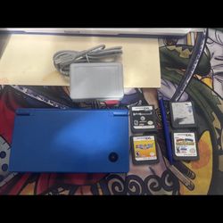 Nintendo DS Handheld System Blue with Charger and 4 Game Included Tested Works