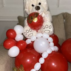 Valentines Balloon Bouquet with Small  Bear