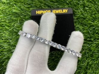 MOISSANITE DIAMOND TENNIS BRACELET CRYSTAL PENDANT 5MM*21CM MEN WOMEN A5