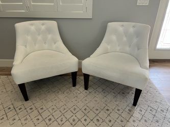 2 Pottery Barn white decorative chairs