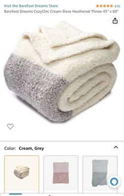 New barefoot Dreams Cream Gray Grey Heathered Stripe Blanket Throw