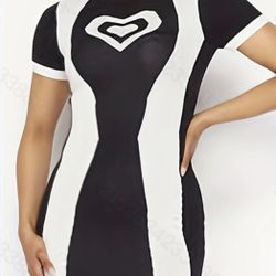 Brand New Black And White Fitted Dress 