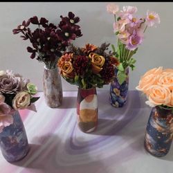 *** NEW LOW PRICE *** Ceramic Vases with Faux Floral Bouquets ($20 EACH) @ Lasting Creations